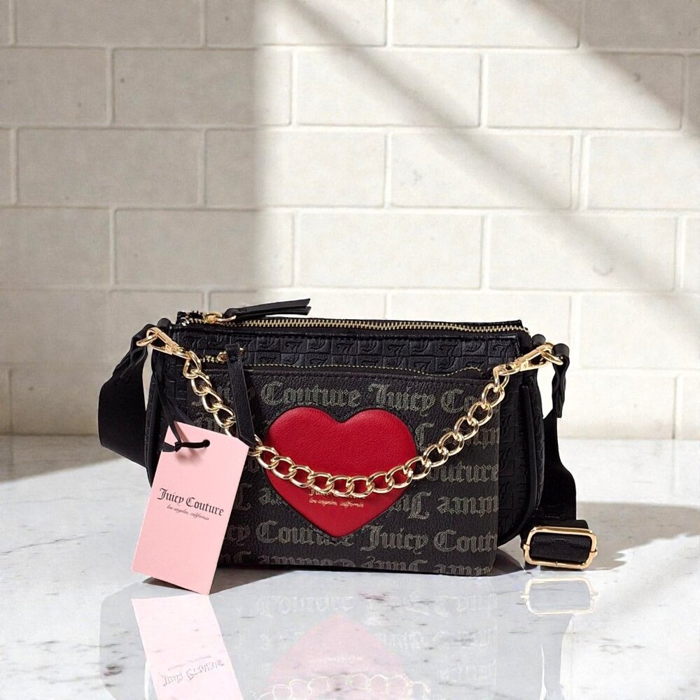 Juicy Couture Fashion Item Double Trouble II Crossbody Black / Red NWT